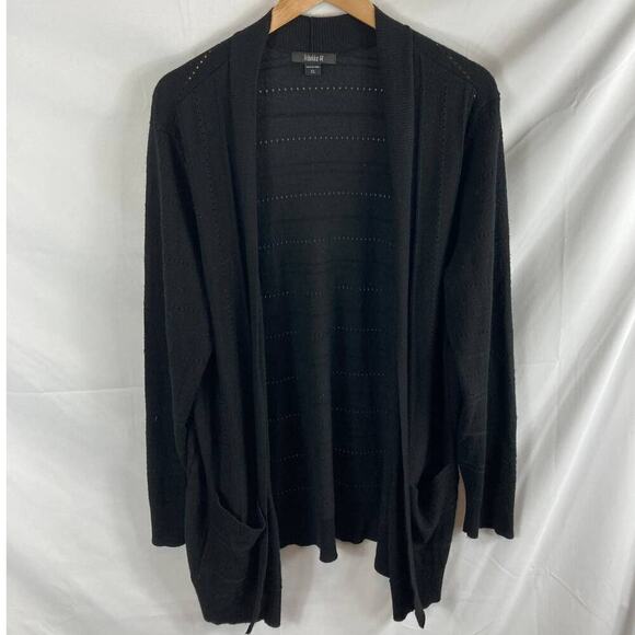 Tribekka 44 Draped Open Front Cardigan sweater black size XL - Picture 1 of 4